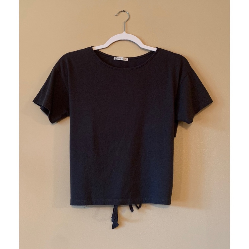 Zara Gray T-Shirt Open Back with Ties